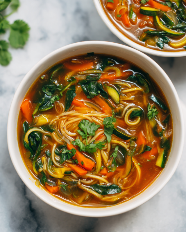 Quick and hearty 10-minute vegetable noodle soup packed with vibrant vegetables and comforting broth, perfect for busy weeknights.