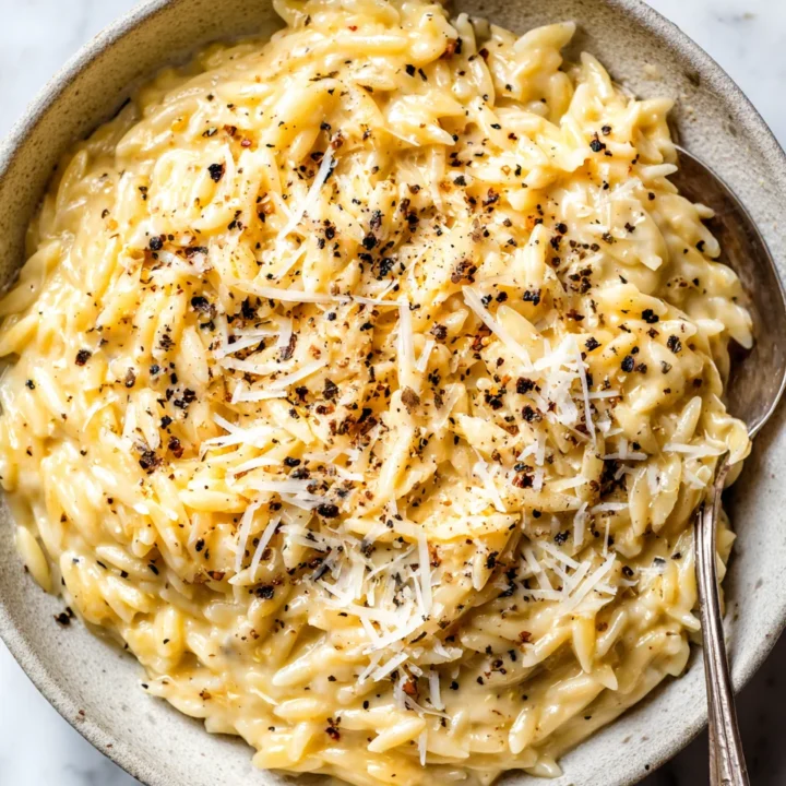 Quick and Creamy Cacio e Pepe Orzo Creamy Cacio e Pepe Orzo with Pecorino and black pepper