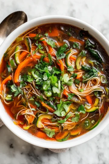 Quick and hearty 10-minute vegetable noodle soup packed with vibrant vegetables and comforting broth, perfect for busy weeknights.