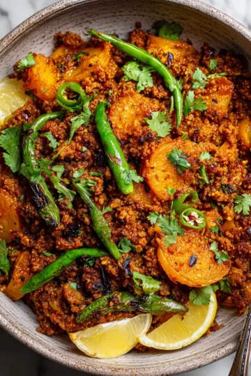 Delicious Beef Keema Mince Curry with rich spices, perfect for cozy dinners and festive gatherings, easy recipe, comfort food, autumn dish