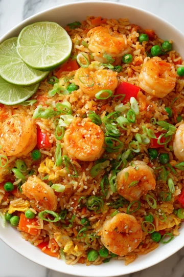 Quick and Tasty Singapore Fried Rice for Holidays Colorful Singapore Fried Rice recipe with shrimp, vibrant vegetables, and aromatic spices for a quick holiday meal
