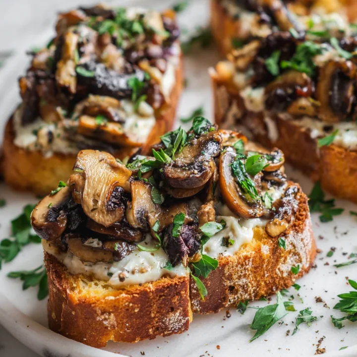 Delicious Creamy Mushroom Toast for Cozy Days Creamy mushroom toast served on crusty sourdough with a sprinkle of fresh parsley.