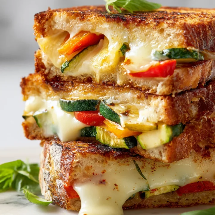 Delicious grilled cheese toastie with fresh veggies and melted cheese