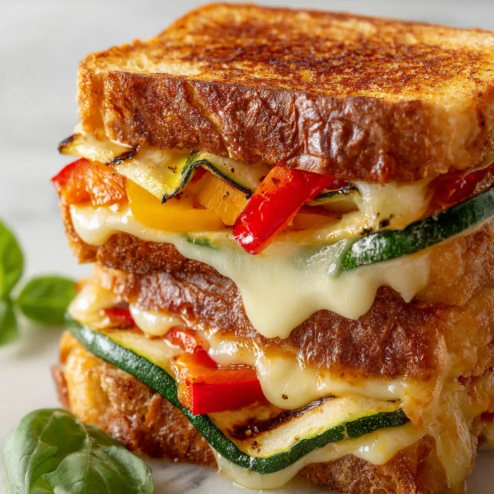 Comforting Grilled Veggie Cheese Toastie Delicious grilled cheese toastie with fresh veggies and melted cheese