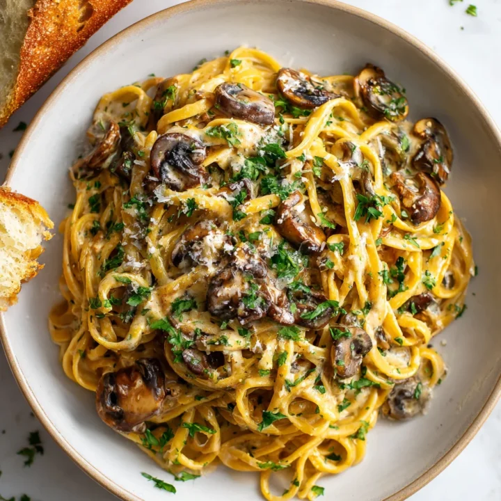 Delicious Mushroom Stroganoff Pasta combining earthy mushrooms and a creamy sauce, perfect for cozy dinners.