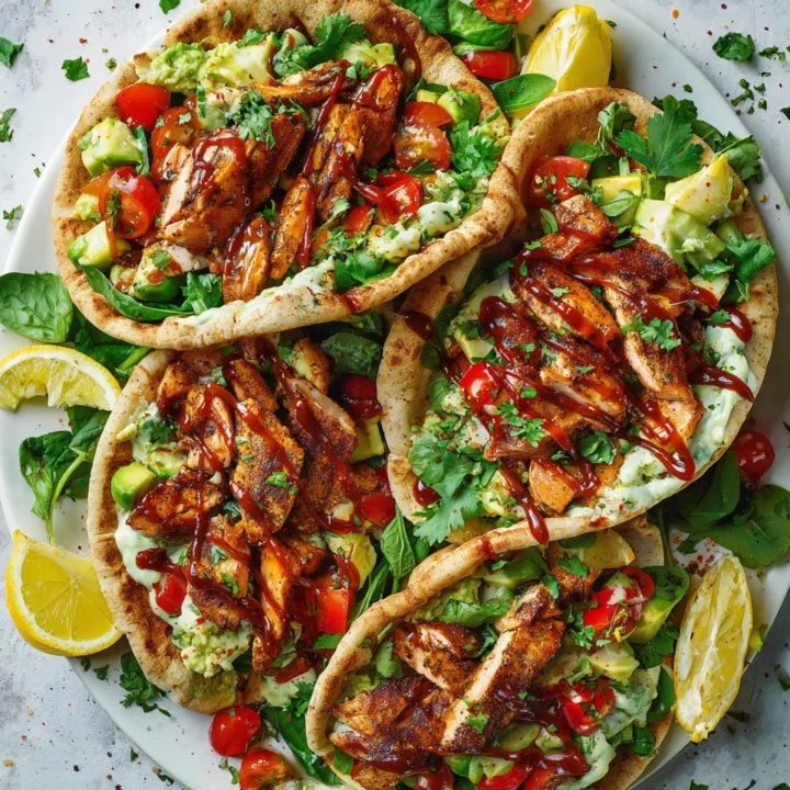 Grilled chicken wrapped in pitta bread with fresh vegetables for a flavorful holiday meal.