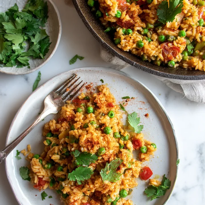 Colorful Nando's-inspired Spicy Rice ready to serve, perfect for holiday gatherings, nourishing and flavorful dish, easy stovetop recipe.