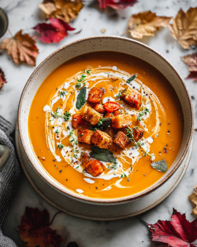 Creamy roasted vegetable soup made with seasonal ingredients for a cozy holiday meal. Perfect for chilly days with rich flavors.