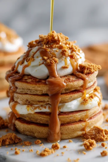 Delicious Mini Pancakes with Biscoff Syrup Delicious mini pancakes drizzled with Biscoff spread and maple syrup, a perfect fall treat.