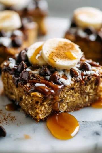 Indulgent Chocolate Chip Baked Oats Delicious chocolate chip baked oats featuring rolled oats, ripe bananas, and dark chocolate, perfect for breakfast or brunch.