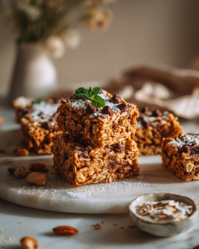 Delicious homemade flapjacks made with oats and golden syrup, perfect for festive snacking and gatherings, served in a cozy fall setting.