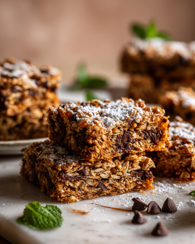 Chewy Homemade Flapjacks for Fall Delicious homemade flapjacks made with oats and golden syrup, perfect for festive snacking and gatherings, served in a cozy fall setting.