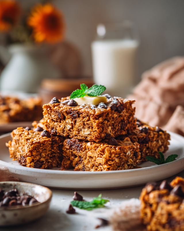 Chewy Homemade Flapjacks for Fall Delicious homemade flapjacks made with oats and golden syrup, perfect for festive snacking and gatherings, served in a cozy fall setting.