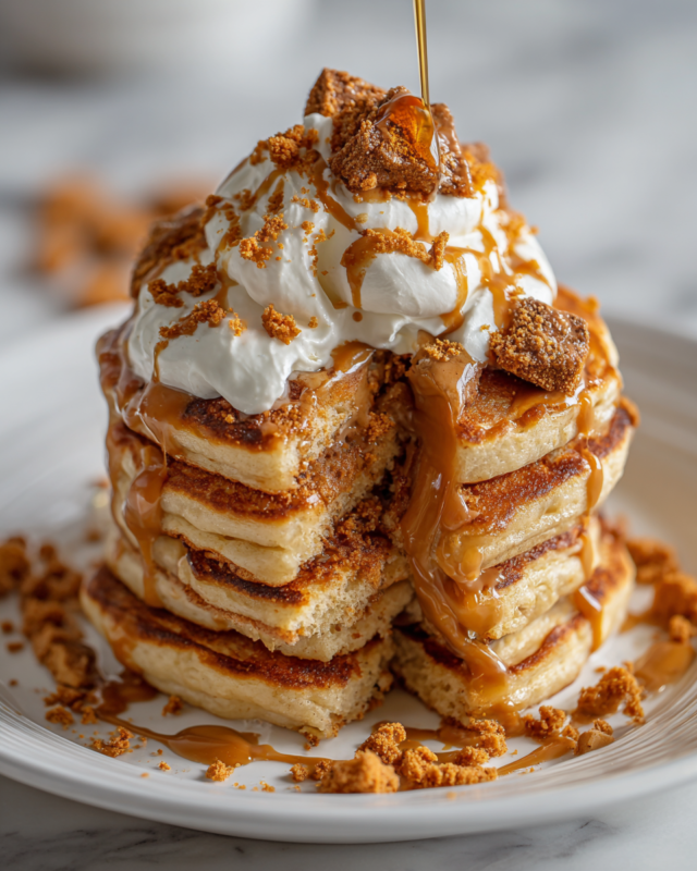 Delicious Mini Pancakes with Biscoff Syrup Delicious mini pancakes drizzled with Biscoff spread and maple syrup, a perfect fall treat.